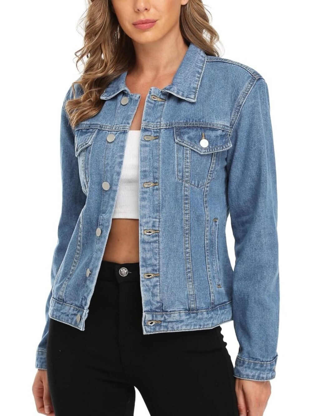 Classic Women's Denim Jacket | Button-Up Jean Jacket | Casual Chic Outerwear